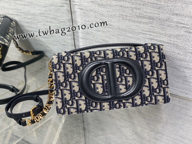 Dior专柜新款迪奥顶级原单蓝色老花Signature迷你链条手袋 djfk1130